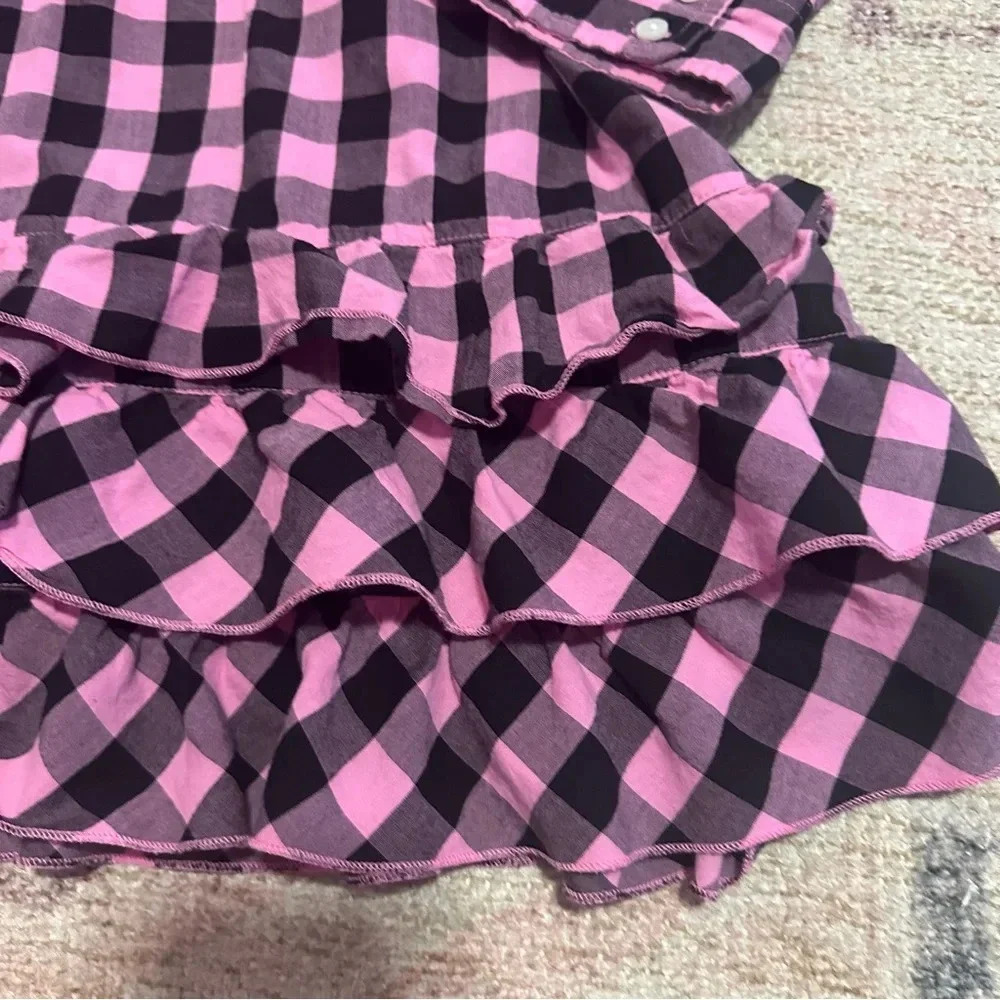 Y2K Victoria’s Secret Pink & black plaid babydoll shirt dress ruffled hem size M - Picture 9 of 12